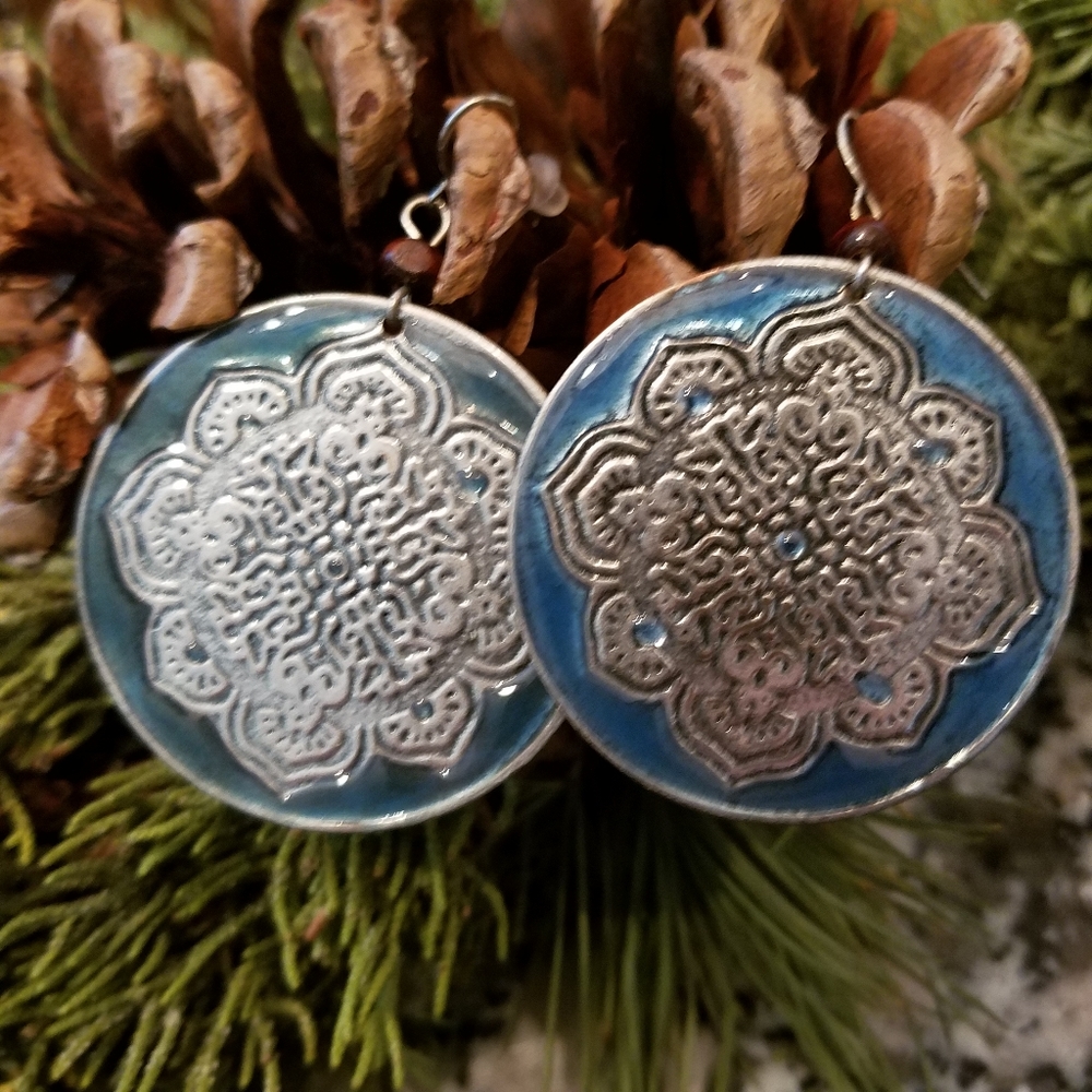 Boho Aqua Mandala Earrings, Great Bundle Item!